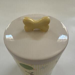 DIsney Pluto Christmas 9" Dog Treat Jar Container Yellow White Ornaments HOLIDAY